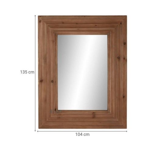 Espejo de Pared Rectangular con Marco de Madera de Abeto Color Marrón MB-212219