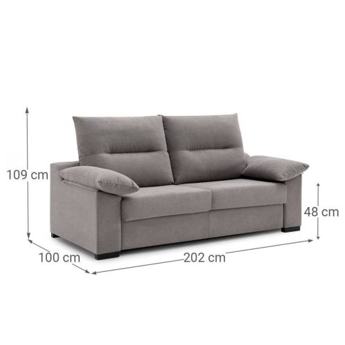 Sofá Cama Italiano 3 Plazas Tapizado en Tela con Colchón de 11 cm FREE