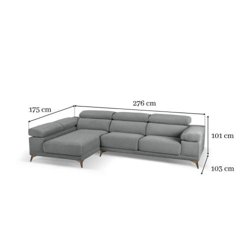 Sofá Chaise Longue Izquierda NIZA con Asientos Deslizantes en Tela