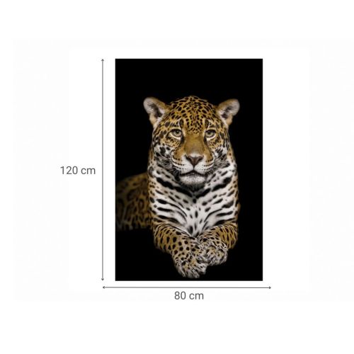 Cuadro Decorativo de Cristal Impreso de Leopardo en Fondo Negro 81-485