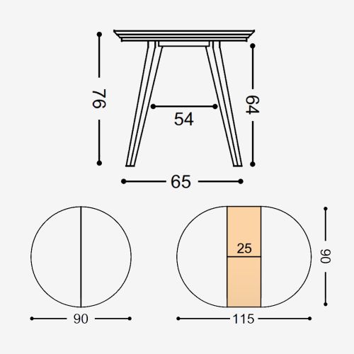 Mesa de Cocina de Madera ELVAS Redonda con Mecanismo Extensible