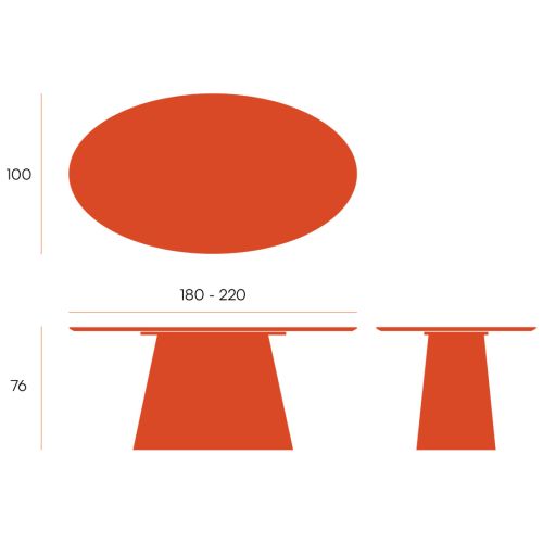 Mesa de Comedor NAMIB Ovalada de 180 cm con Sobre de Roble Biselado