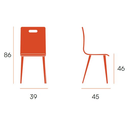Pack 4 Sillas de Comedor SOFIA de Madera con Patas Negras