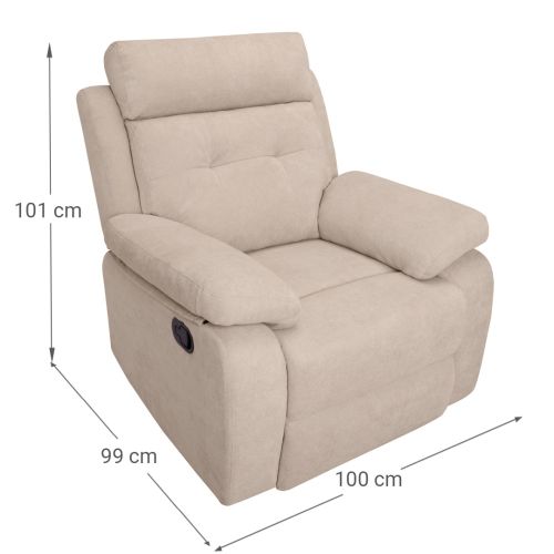Sillón Relax Manual TULUM con Tapizado de Tela Beige