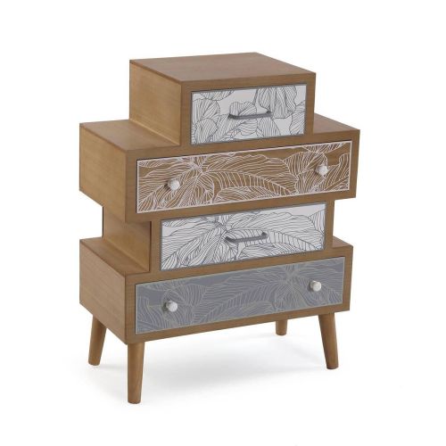 Cómoda PALM GREY de 4 cajones asimétricos en MDF Abeto con Diseño 21530114