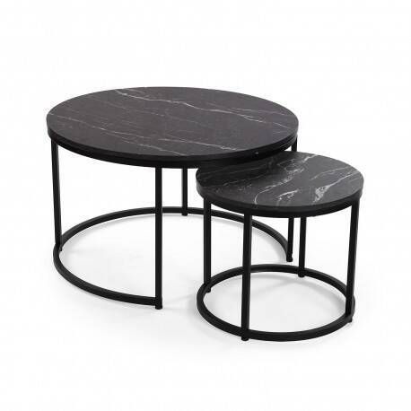 Set de 2 Mesas Auxiliares MDF-Metal Negro 21300082