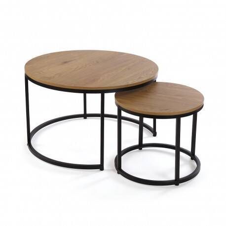 Set de 2 Mesas Auxiliares MDF-Metal Acabado Natural 21300081