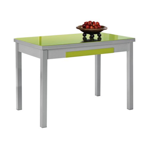 Mesa de Cocina de 110x70 cm Extensible de Cristal y Aluminio