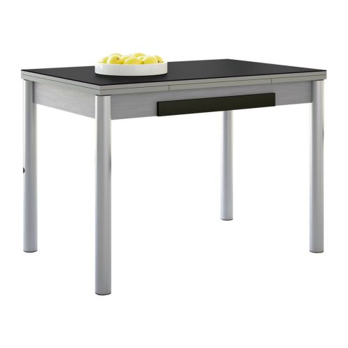 Mesa de Cocina de 140x50 cm Extensible de Aluminio con Base de Cristal