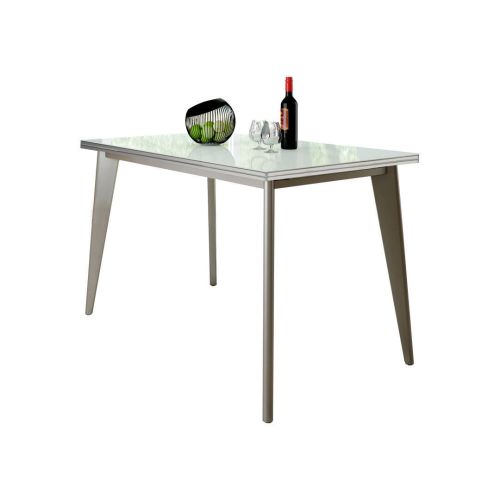 Mesa de Cocina de 110x70 cm Extensible en Aluminio y Cristal