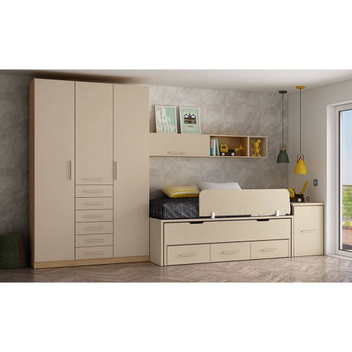 Dormitorio Juvenil LIDER GO 209 Acabado en Bambú/Perla