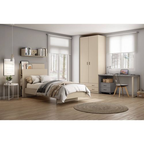 Dormitorio Juvenil con Armario en color Perla Detalles Zinc LIDER GO 249