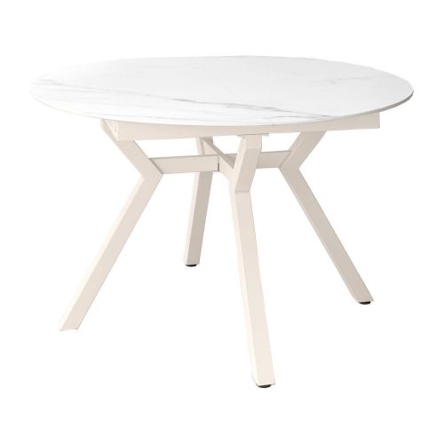 Mesa Redonda Comedor 100 cm Estructura Metal Marfil y Porcelánico ROSS