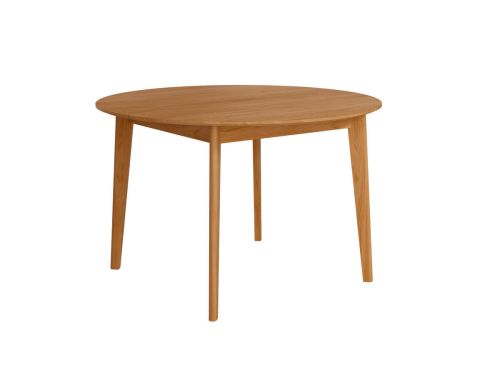 Mesa de Comedor Fija Redonda AURA 120 cm Estructura Madera y Sobre Biselado de 25 mm Roble