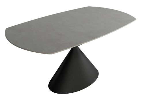 Mesa de comedor RIN Ovalada Superficie Porcelánico Extensible Estructura Negra