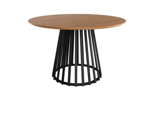Mesa de Comedor SAHARA 120 cm Estructura Metálica Negra y Sobre Biselado de 25 mm