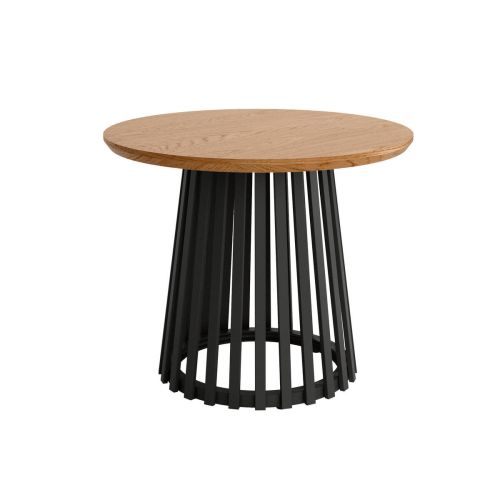 Mesa Auxiliar SAHARA 60 cm Estructura Metálica Negra y Sobre Biselado de 25 mm