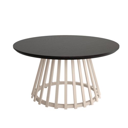 Mesa Auxiliar SAHARA 80 cm Estructura Metálica Marfil y Sobre Biselado de 25 mm