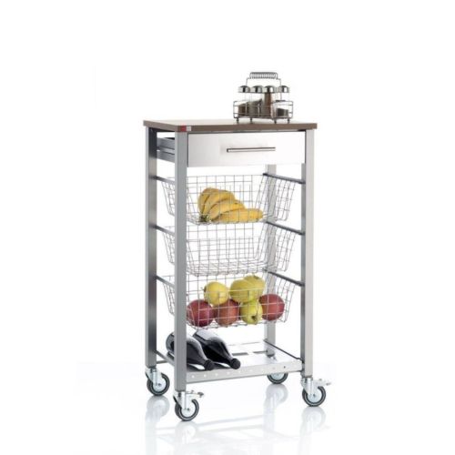 Carrito de Cocina ONDA de Acero Inoxidable con Cajón