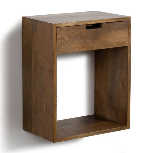 Mesita Flotante de Madera de Mango con 1 Cajón Acabado Miel 614594