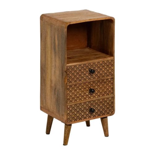 Mesita de Noche de 3 Cajones de Madera de Mango 64 cm 613011