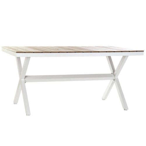 Mesa de Jardín de 200 cm con Tablero Símil Madera y Aluminio en Blanco MB-178821