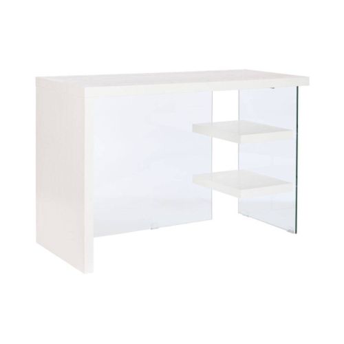 Escritorio Blanco de MDF y Cristal con 2 Estantes Inferiores MB-207705