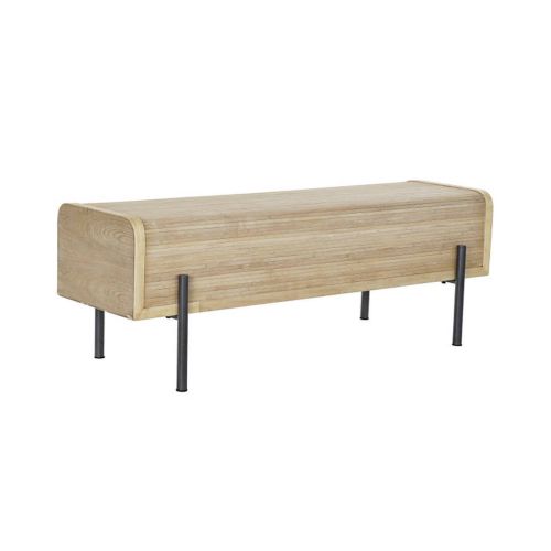 Butaca de Madera Natural y Patas de Metal Color Negro MB-191719