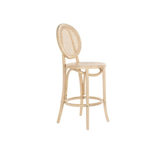 Taburete Alto de Madera Omo y Respaldo de Ratán Color Natural MB-193700
