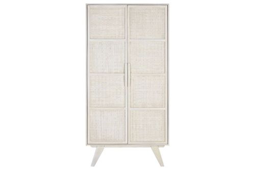 Aparador de 178 cm de Madera de Mango-Ratán de 2 Puertas Acabado Blanco Roto MB-215074
