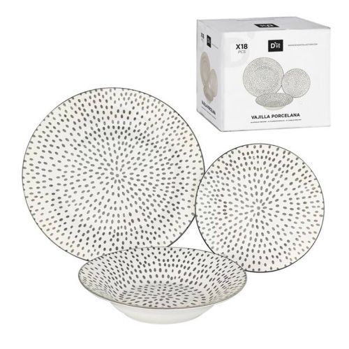 Set de 18 Piezas de Porcelana con diseño Moteado Gris 307604