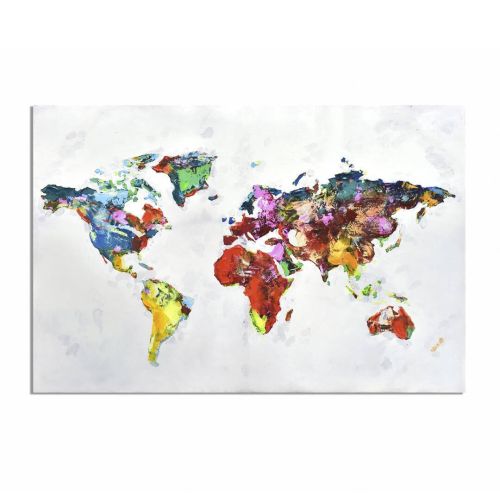 Cuadro de lienzo de Mapa Mundi Impreso con detalles Coloridos 81-341