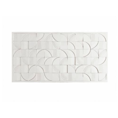 Cabecero de Madera Tallado en Blanco con Detalles en Relieve y Diferentes Profundidades 42-372