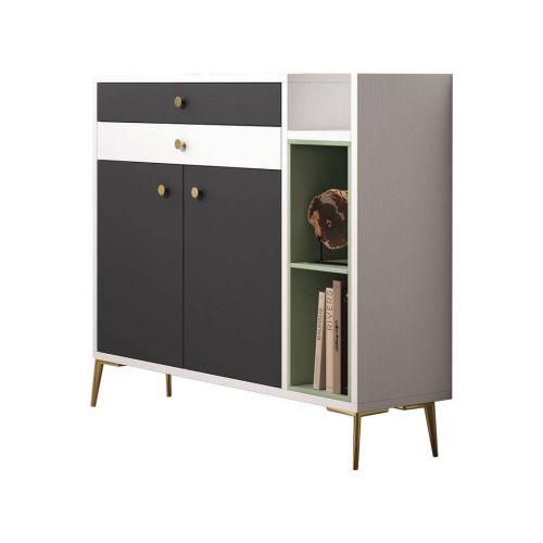 Mueble Recibidor Patas Doradas con Cajón y Armario Dos Puertas H110O5