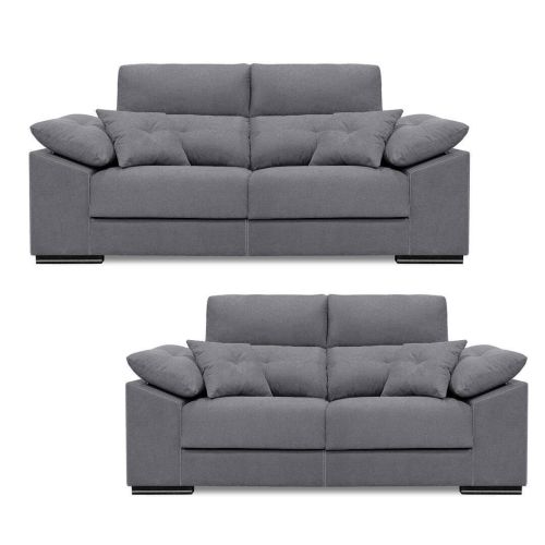 Conjunto Sofá 3+2 Plazas NOEMI Asientos Deslizantes y Cabezal Reclinable