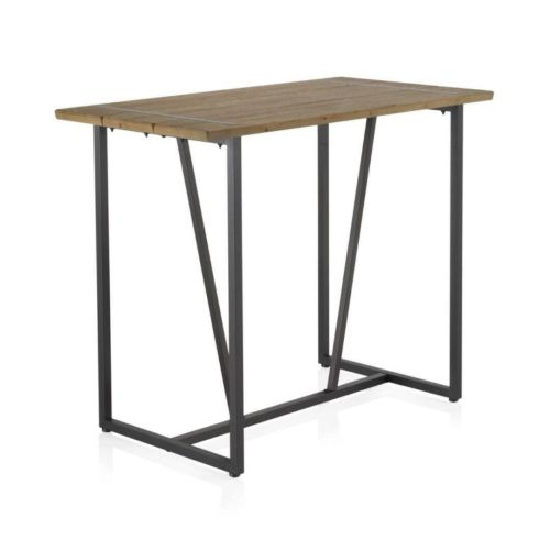 Mesa Bar Metálica con Sobre de Madera Color Natural GABAR 10958