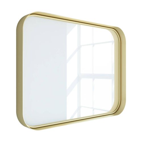 Espejo de Baño Rectangular con Marco de Metal Oro Brillo