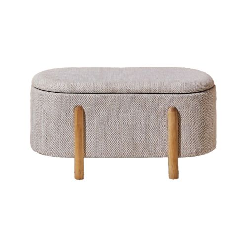 Taburete Pie de Cama MASKINI Tapizado en Beige 33-619
