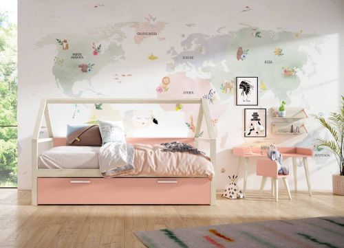 Dormitorio Juvenil ADAPT 12 SAND/JAZMIN/FLAMINGO con Cama Nido EVO KIDS
