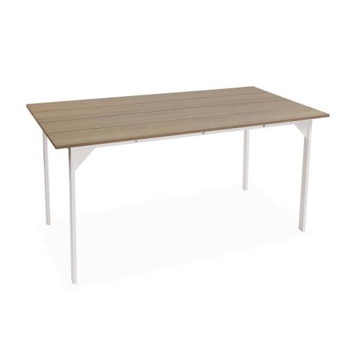 Mesa de Comedor COLLINS con Tablero color Natural y Patas Blancas