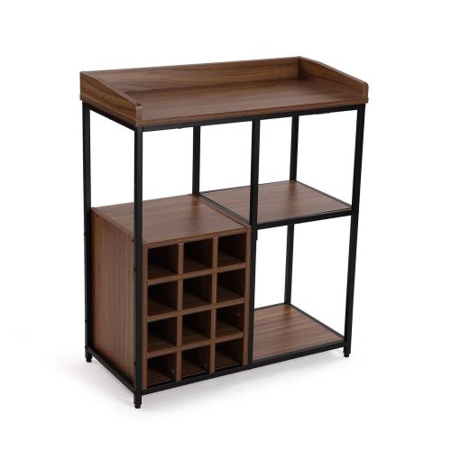 Mueble Botellero para 12 Botellas MDF y Estructura de Metal 21300095