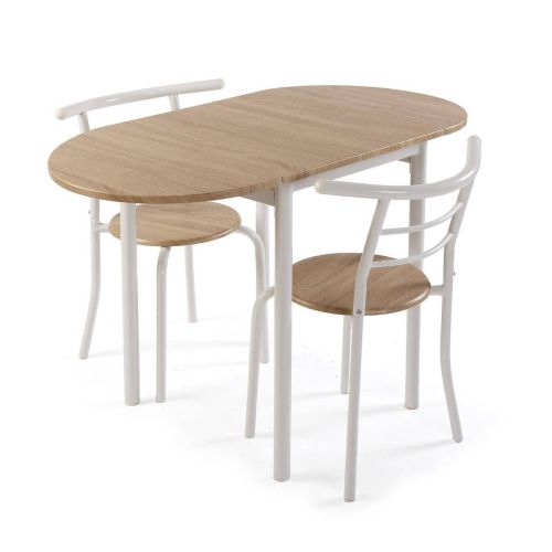 Conjunto Mesa y 2 Sillas Blancas en MDF y Metal 20880094
