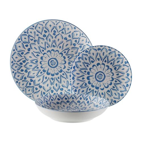 Vajilla de Mesa 18 Piezas LOLA Azul en Porcelana 22590052
