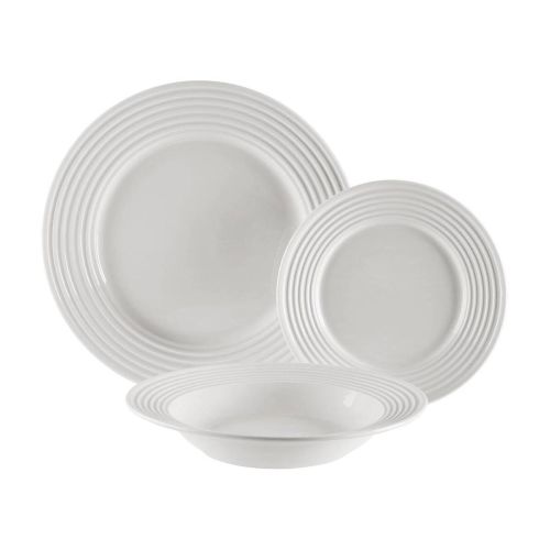 Vajilla de Mesa 18 Piezas Porcelana Diseño Relieve Círculos 22460010
