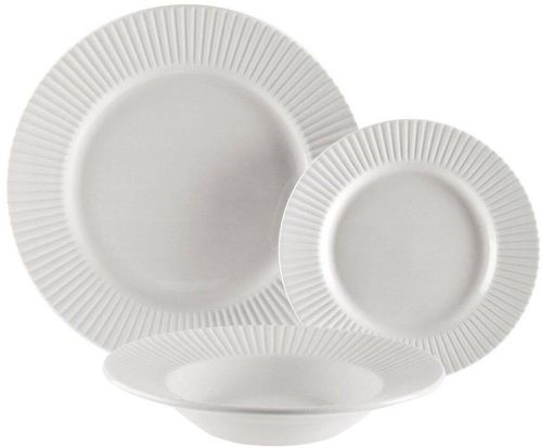 Vajilla de Mesa 18 Piezas Porcelana Diseño Relieve Rayas 22460009