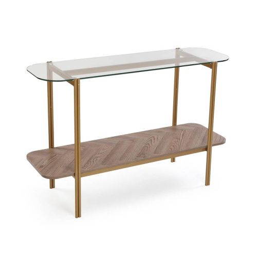 Consola de Entrada con Cristal Templado y Madera NIXO 22710038