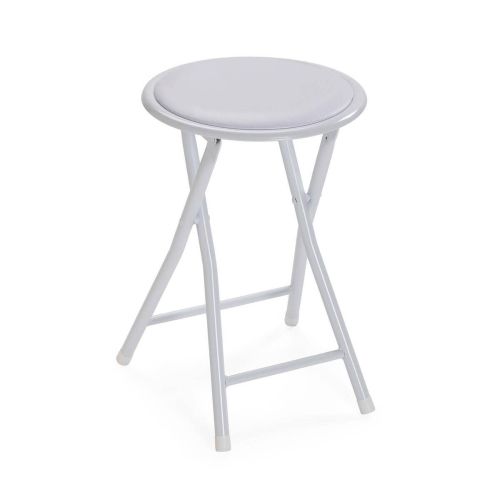 Taburete Plegable TOBY Blanco con Asiento Tapizado 30 cm 22930013