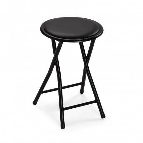 Taburete Plegable TOBY Negro con Asiento Tapizado 30 cm 22930014