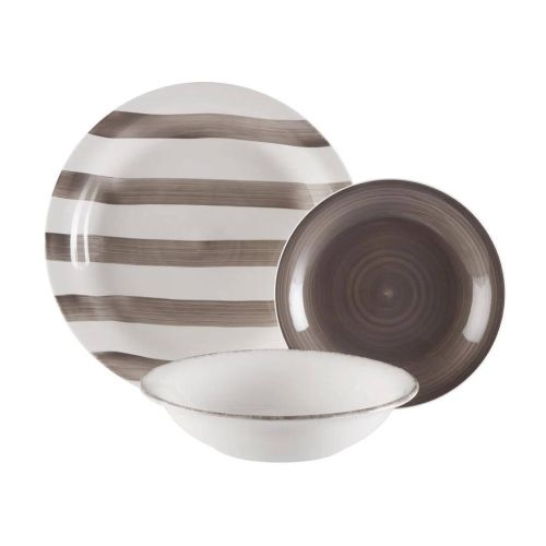Vajilla de 18 Piezas LIGIA en Dolomita Blanca y Gris 22450128