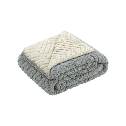 Manta Plaid Sofá Borreguito Trigo Océano 140x160 MANTEROL